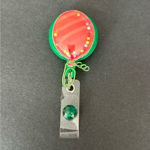 Red Balloon Retractable Reel Badge Holder Pediatric RN nurse kids circus fun